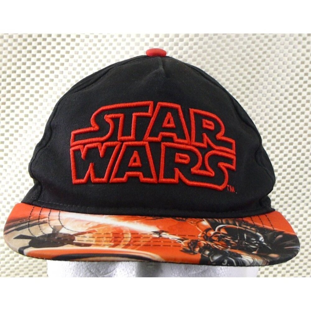 Star Wars Snapback Hat Darth Vader Graphic Brim & Red Logo Embroidery